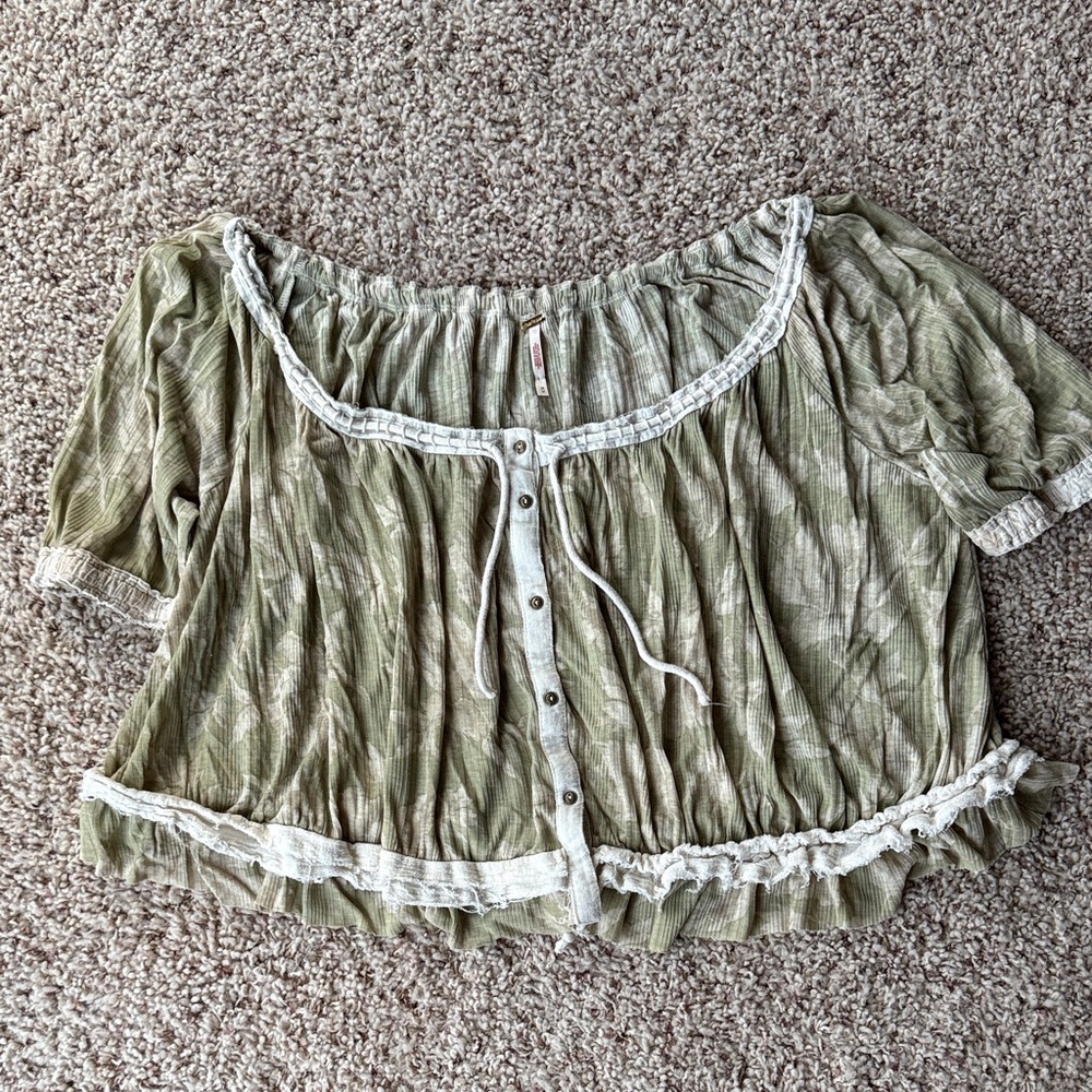 FP Movement by Free People Olive Button-Up Blouse